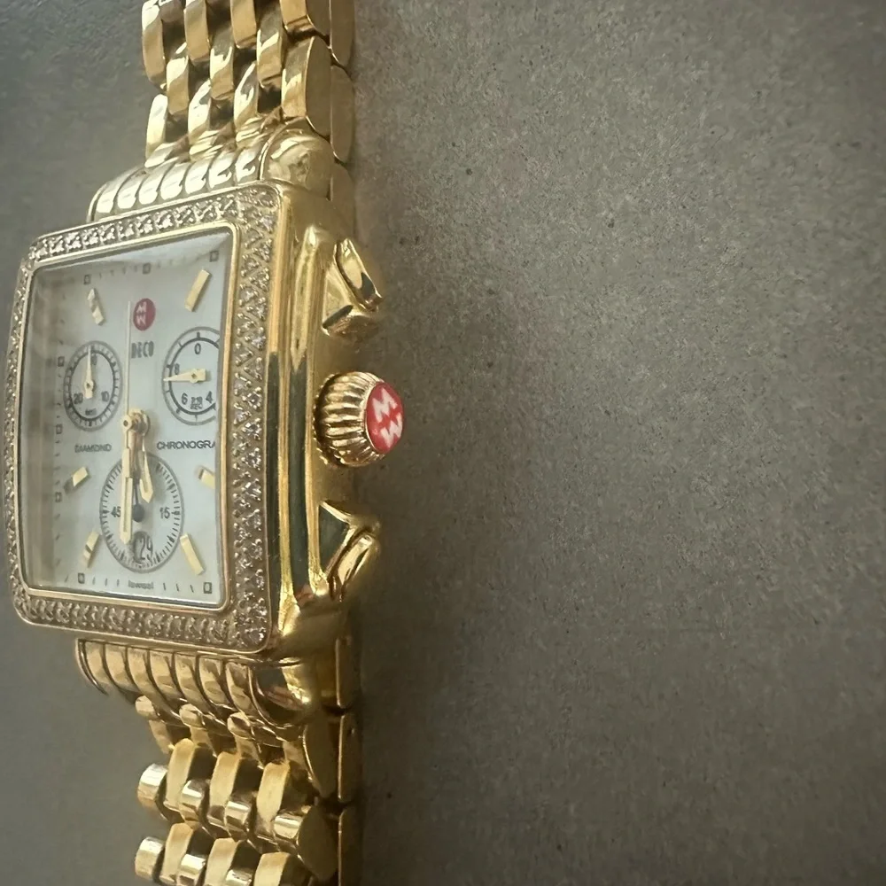 Michele Deco 18k Gold Diamond Watch